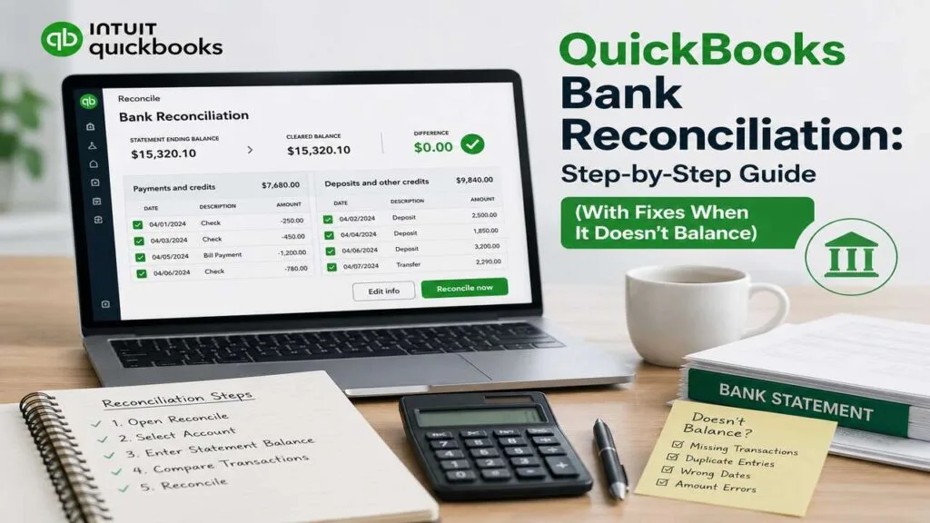 QuickBooks Bank Reconciliation: Step-by-Step Guide (With Fixes When It Doesn’t Balance)